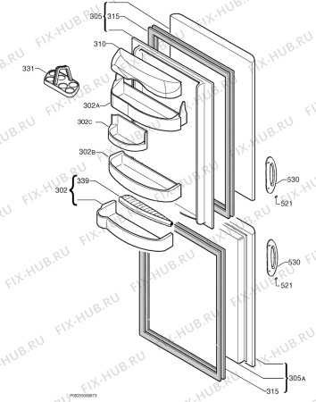 Взрыв-схема холодильника Electrolux ER7827B - Схема узла Door 003